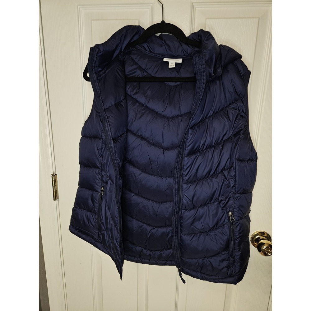 Charter Club Puffer Vest Water Resistand Removable Hood Sz XL Lightweight